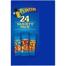24 variety pack nut pouches on blue box panel