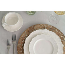White porcelain side plate with embossed dahlia floral pattern