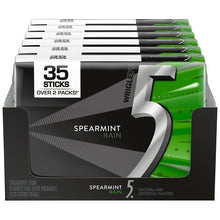5 Gum Sugar Free Chewing Gum, Spearmint Rain, Mega Pack, 35 Sticks, 6-count
