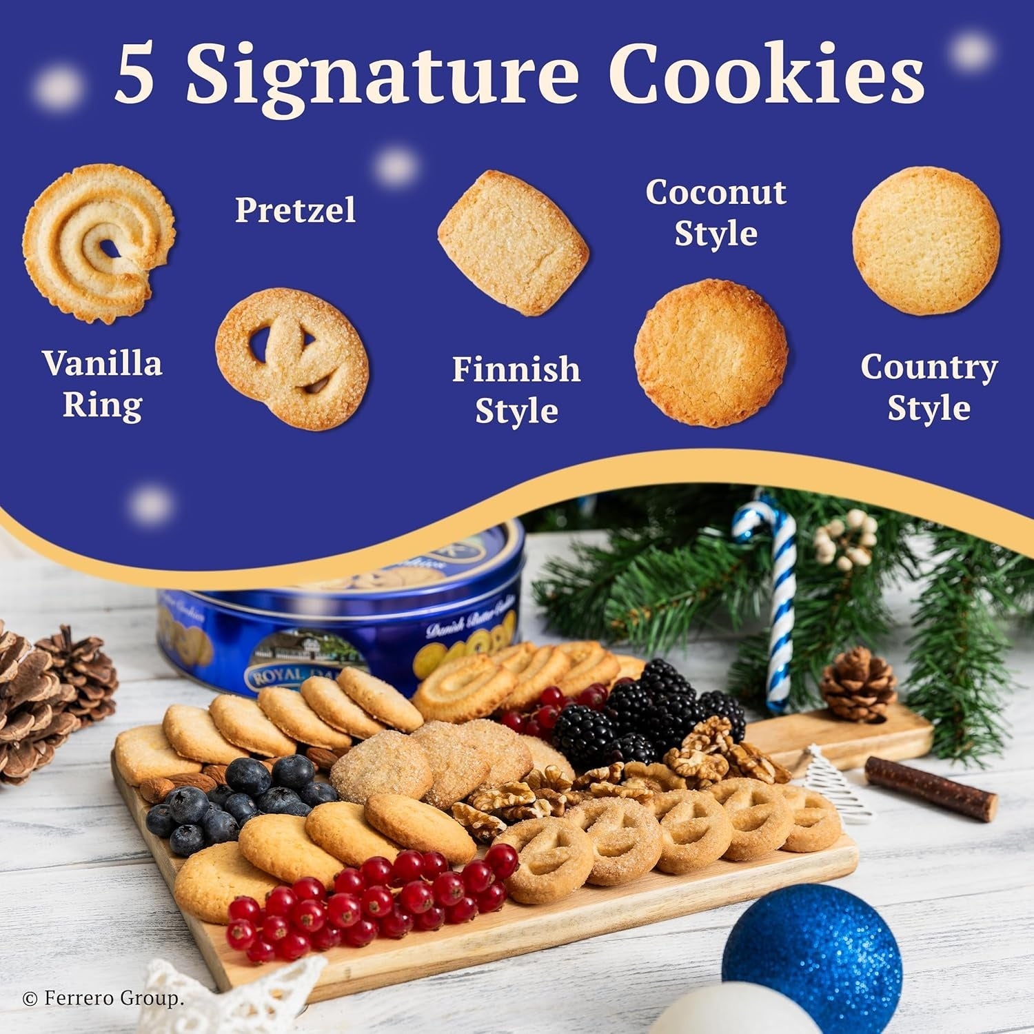 Royal Dansk Danish Butter Cookies, Holiday Cookie 4 Pack, Gift Tin, 45.2 oz