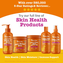 Skin health product lineup with flea and tick shampoo bottle