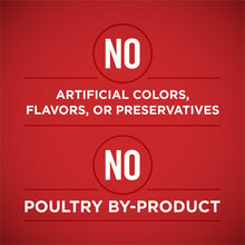 Purina ONE wet dog food label with no artificial colors, flavors, or preservatives