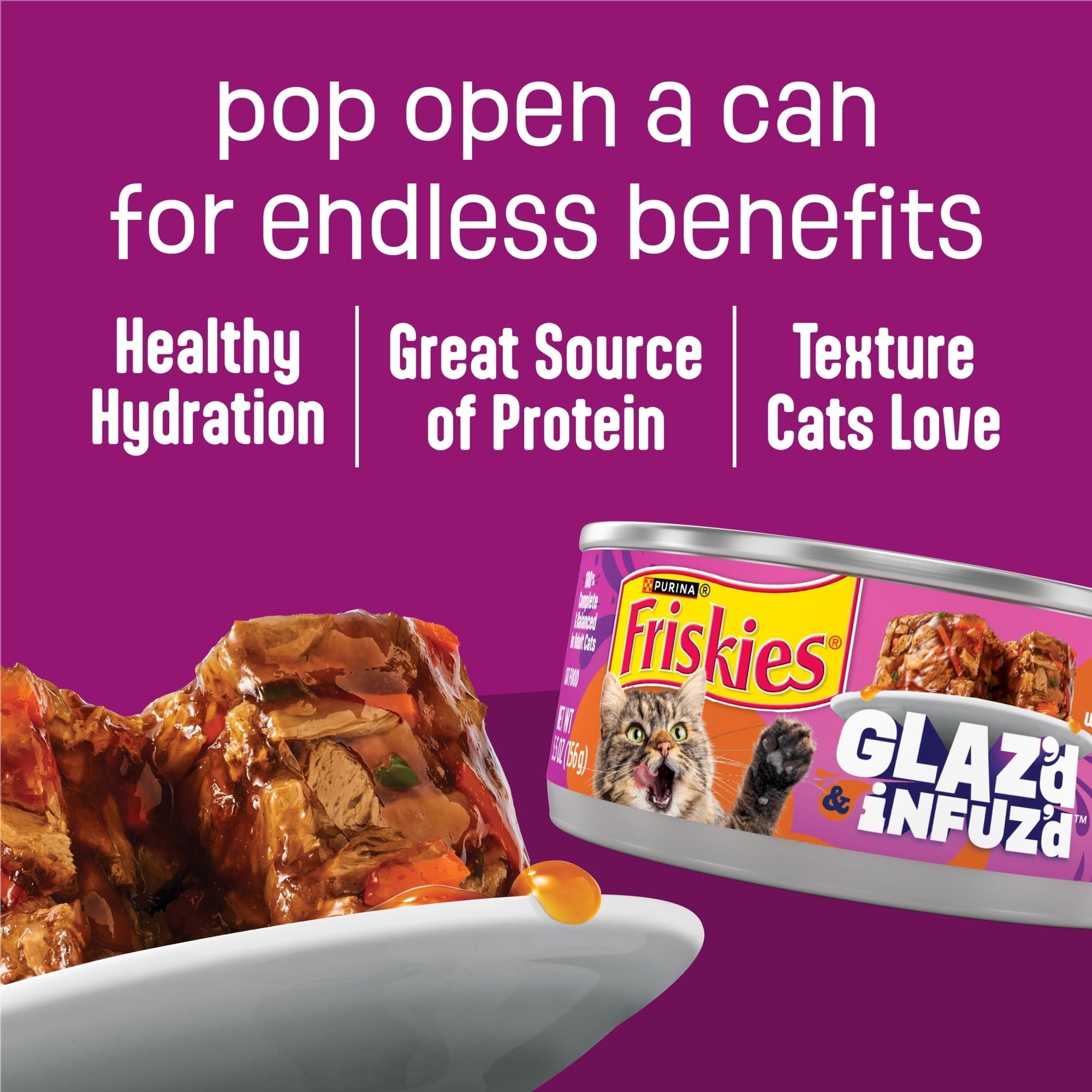 Friskies Glaz’d and Infuz’d Chicken, Crab & Shrimp Flavor Chunks in Gravy Wet Cat Food Variety Pack, 5.5 oz. Can (12 Pack)
