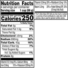 Nutrition facts label for Mac 'n Cheese cup, showing calories and nutrients.