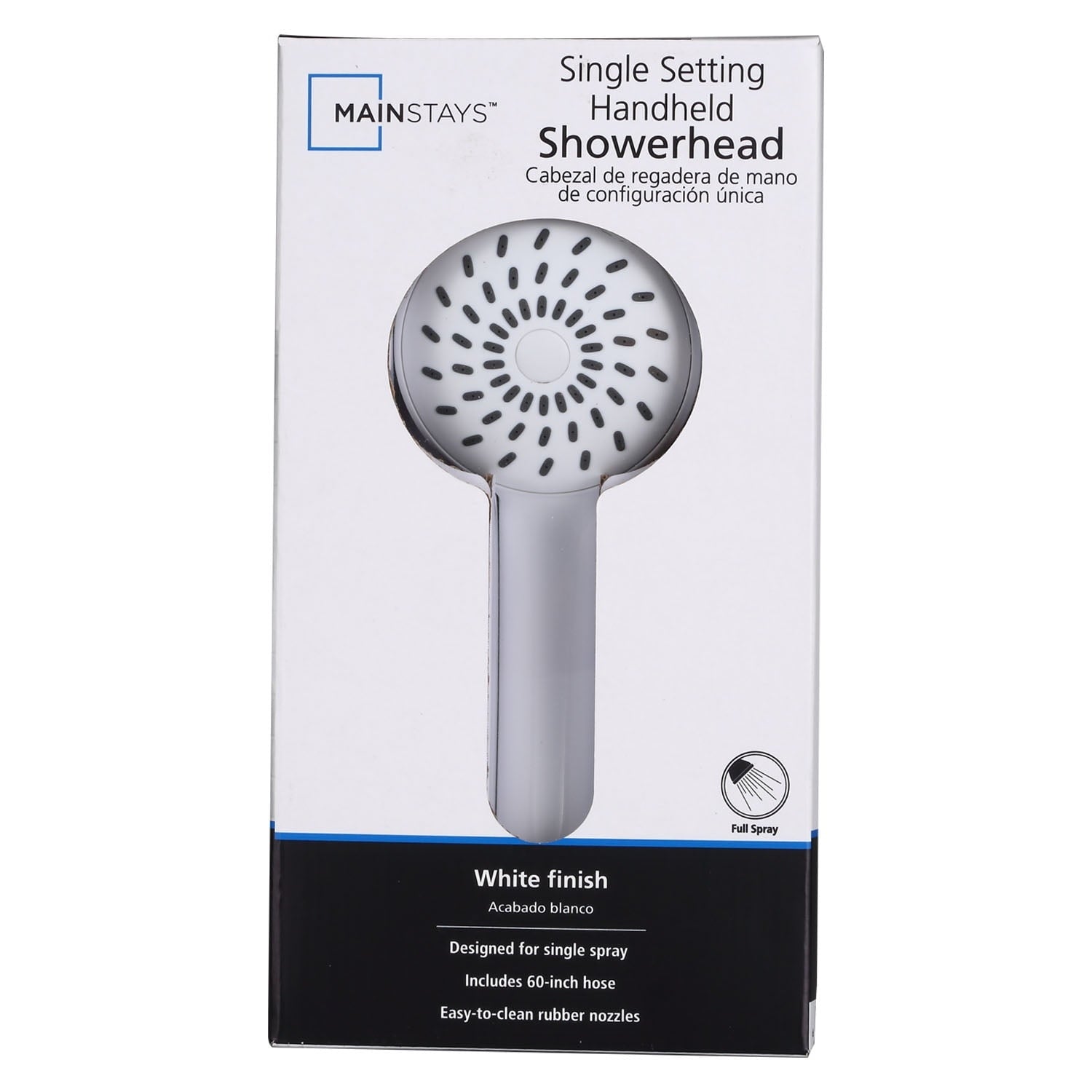 Mainstays White Handheld Showerhead with Hose and Shower Mount
