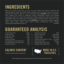 Purina PRO PLAN ingredients and guaranteed analysis panel for sensitive skin & stomach