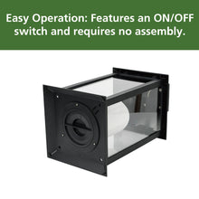 Black solar lantern base with open interior housing and round battery compartment.