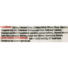 Dog training treat pouch back panel, ingredient list text on label