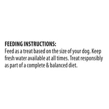 Feeding instructions panel for peanut butter flavored dog training treats
