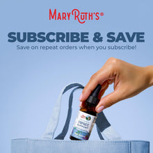 Lymphatic support drops bottle inside a reusable tote bag for on-the-go