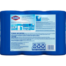 Clorox disinfecting wipes back panel with instructions and barcode on blue canister