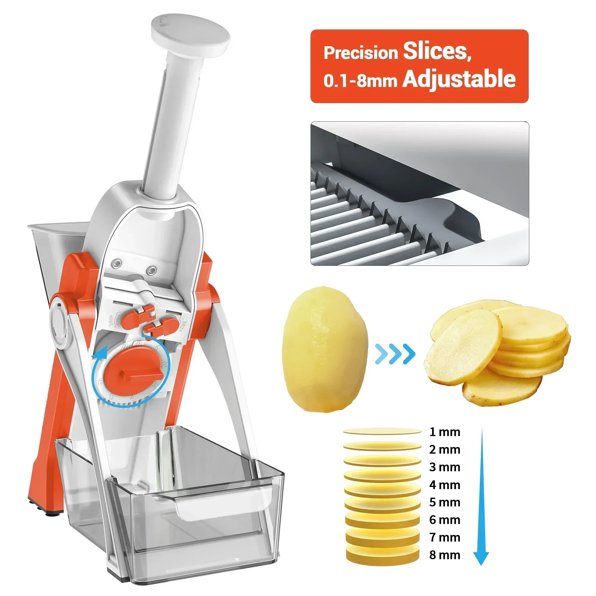 Mandoline Slicer for Vegetables Fruits, Adjustable Thickness Stainless Steel Food Cutter & Chopper, Safe and Quick Meal Preparation - USA MEGA SHOP