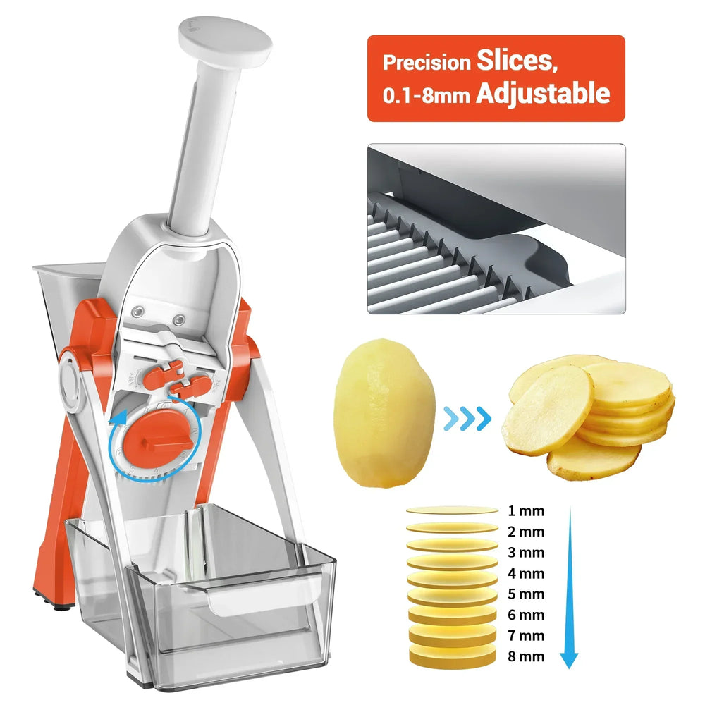 Mandoline Slicer for Vegetables Fruits, Adjustable Thickness Stainless Steel Food Cutter & Chopper, Safe and Quick Meal Preparation - USA MEGA SHOP