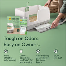 Cat litter box system with pellets and Ion Pads tray plus green scoop and refill pack