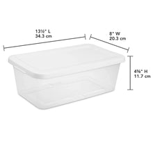 Clear plastic storage bin with snap-on lid, 8 in W and 11.7 in H
