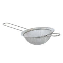 Fine mesh stainless steel strainer with long handle and round loop handle