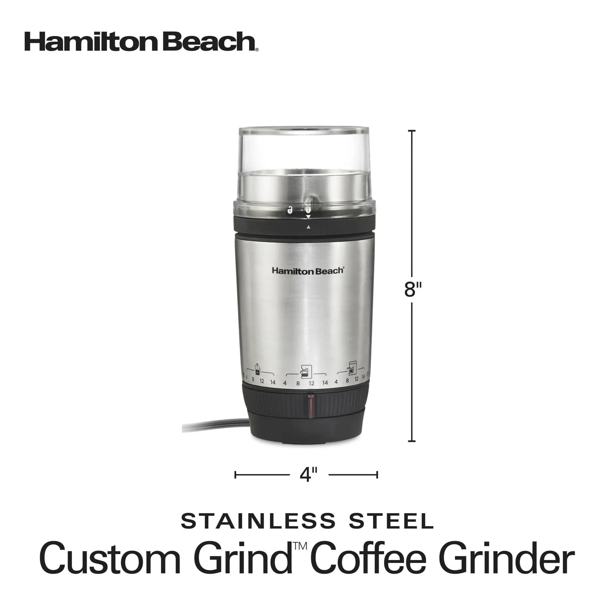Hamilton Beach Custom Grind Electric Coffee Grinder, 14 Cups, Stainless Steel - USA MEGA SHOP