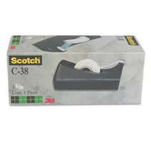 Scotch C-38 tape dispenser box with black base and white tape roll window