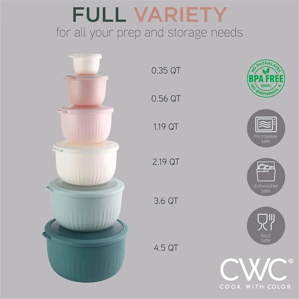 COOK WITH COLOR Meal Prep Containers Wide Mixing Bowls Food Storage Containers with Lid - USA MEGA SHOP