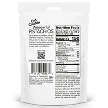 Nutrition Facts panel on back of Wonderful pistachios resealable bag