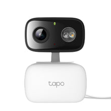 TP-Link Tapo pan-tilt security camera, black front panel and white base