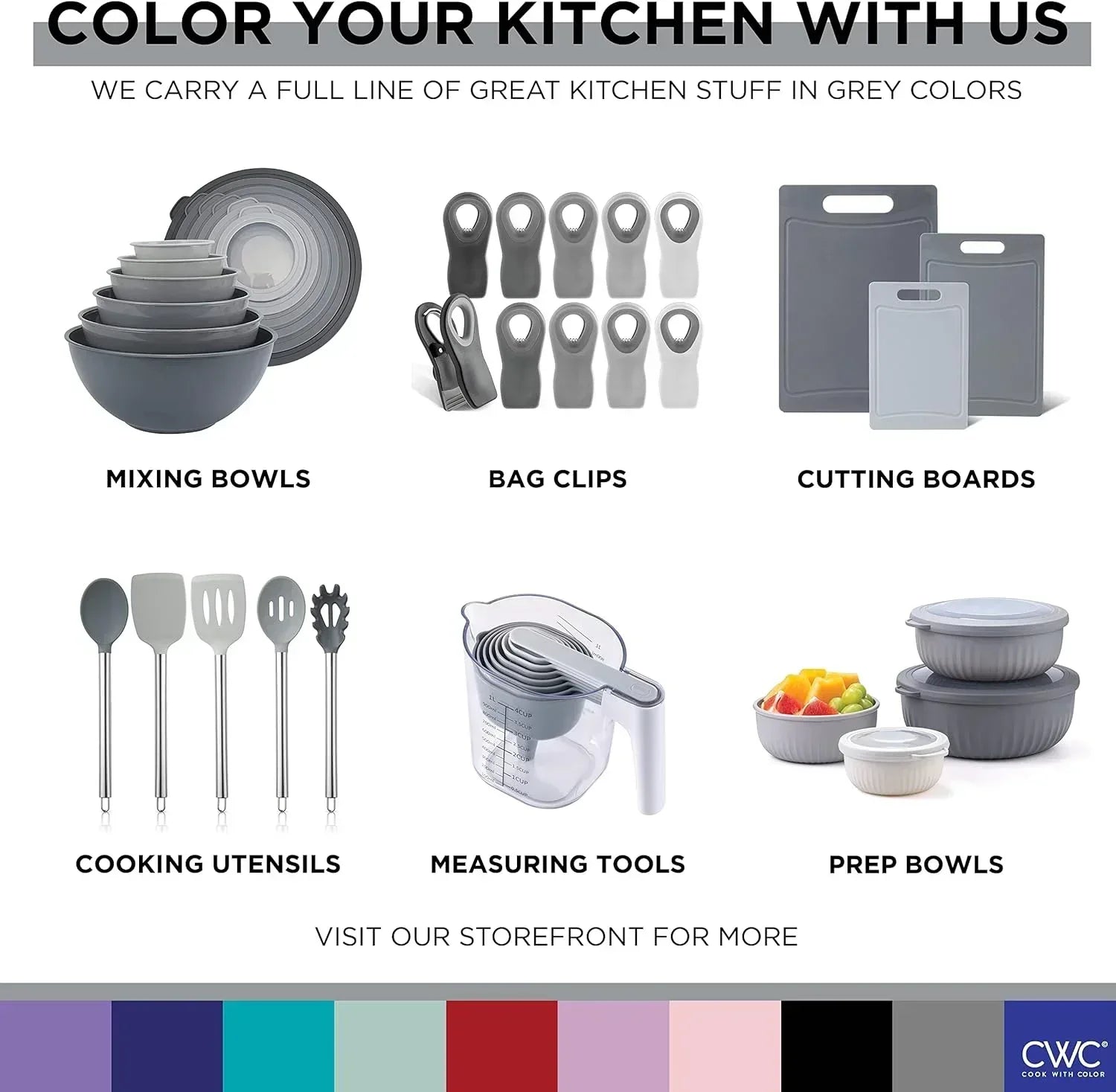 COOK WITH COLOR Meal Prep Containers Wide Mixing Bowls Food Storage Containers with Lids