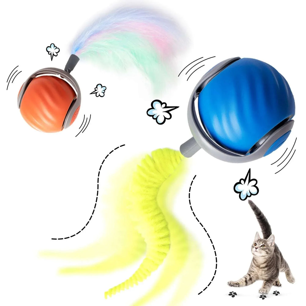 Risehigh Cat Toys for Indoor Cat Toy Smart Interactive Cat Toy Ball Rechargeable Two Speed Adjustment for Bored Indoor Adult Cats 2 Packs(Blue+Orange) - USA MEGA SHOP