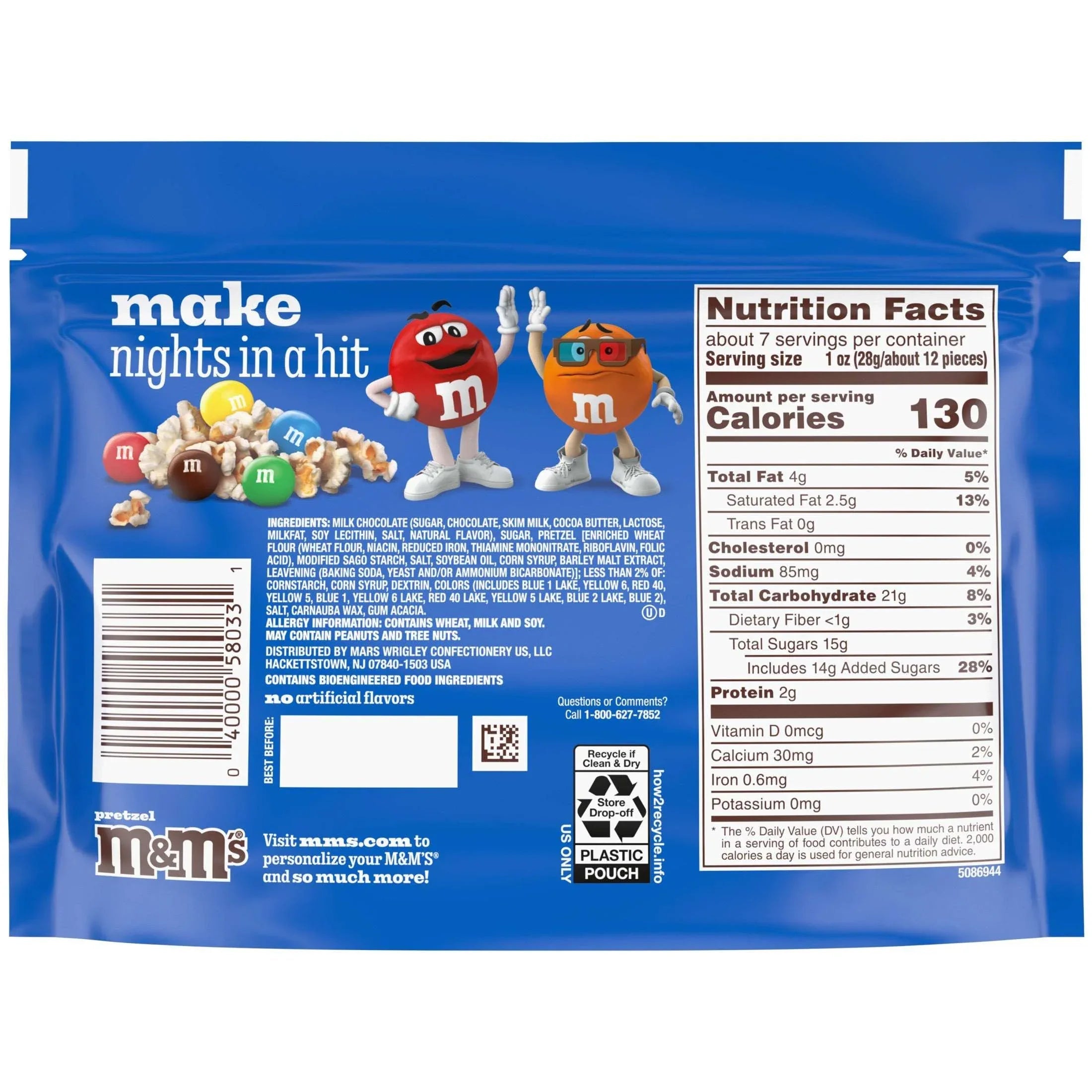 M&M's Pretzel Milk Chocolate Candy, Sharing Size - 7.4 oz Bag