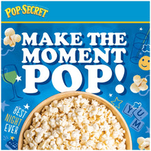 Pop Secret popcorn flavor box with a bowl of popped corn and “Make the moment pop”