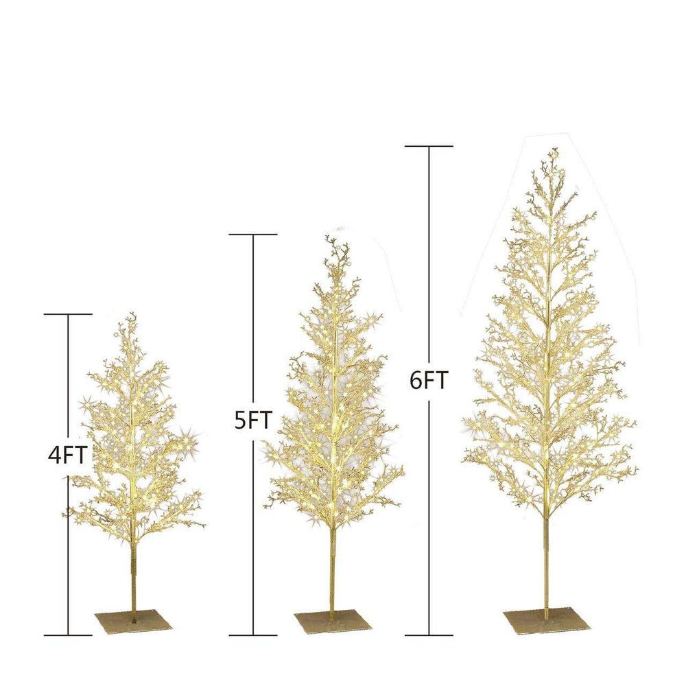 My Texas House 3 Pack Warm White Twinkling LED Icy Cube Beaded Tree, 4ft/5ft/6ft assorted - USA MEGA SHOP