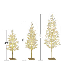 Set of 3 twinkling LED beaded trees shown at 4 ft, 5 ft, and 6 ft heights with bases