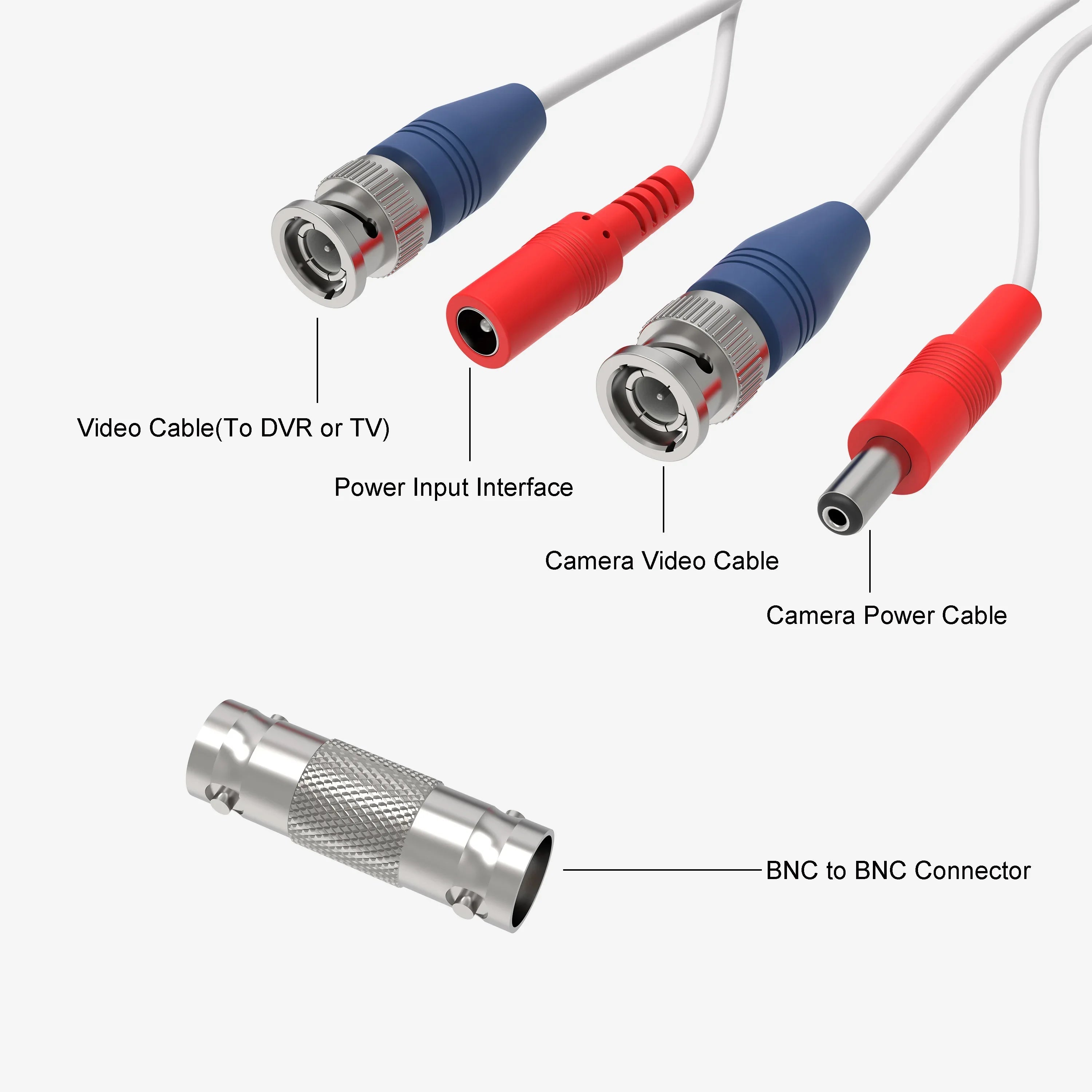 onn 100' BNC Security Cable, White