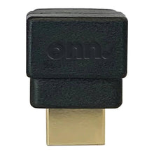 HDMI 90-degree adapter connector end with gold contacts on black housing