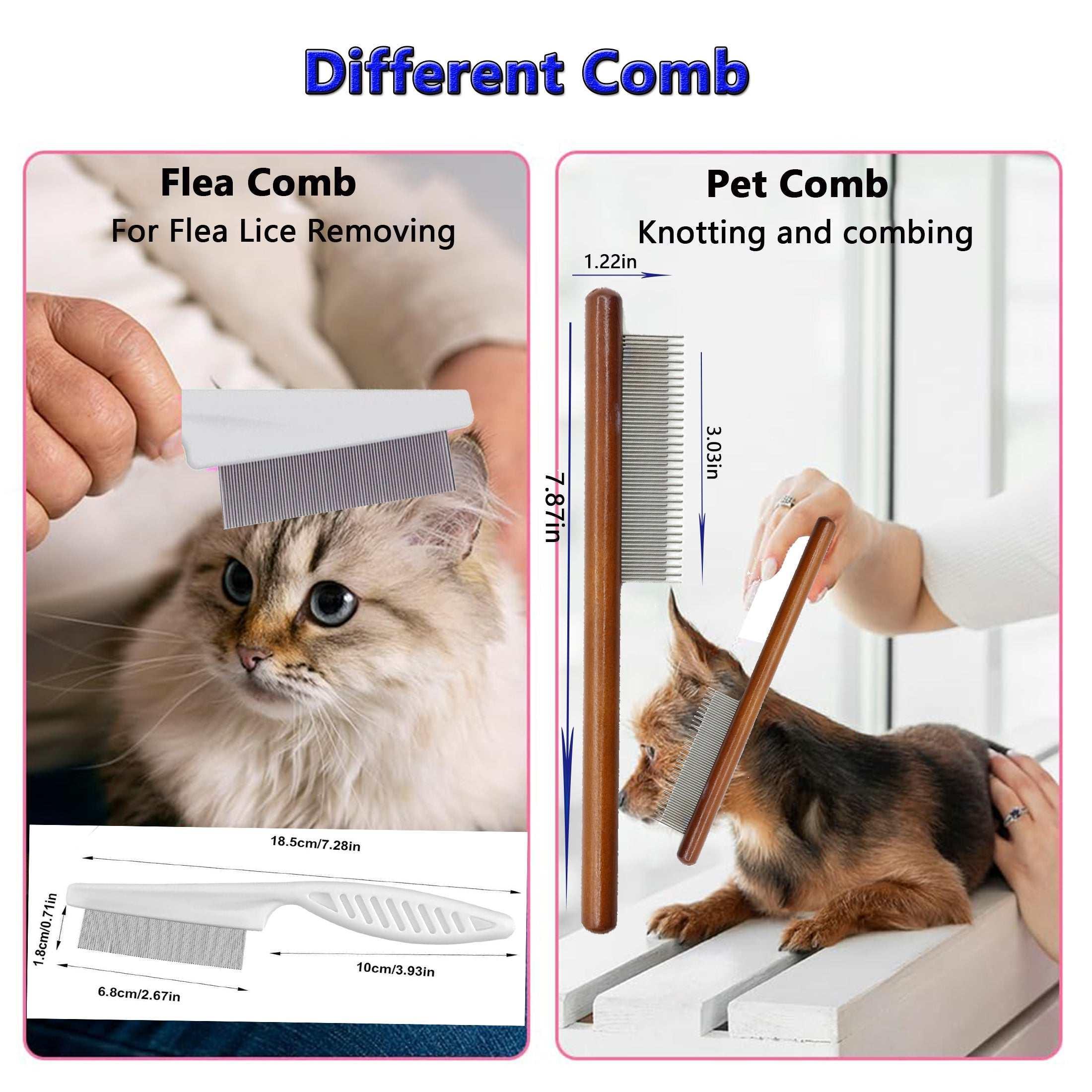 DXIMRX 7 Pcs Cat Dog Brush Grooming Kits, Best Combo Brush for Dogs Cats, Blue - USA MEGA SHOP