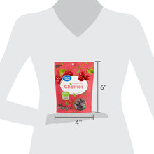 Sweetened dried cherries pouch with 4 in by 6 in size guide