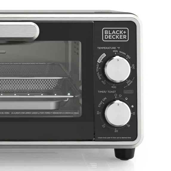 Black+Decker Crisp â€˜N Bake PRO Stainless Steel 4-Slice Air Fryer Toaster Oven - USA MEGA SHOP