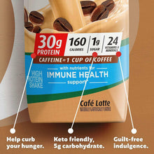 Premier Protein Cafe Latte protein shake carton front label showing 30g protein and immune health