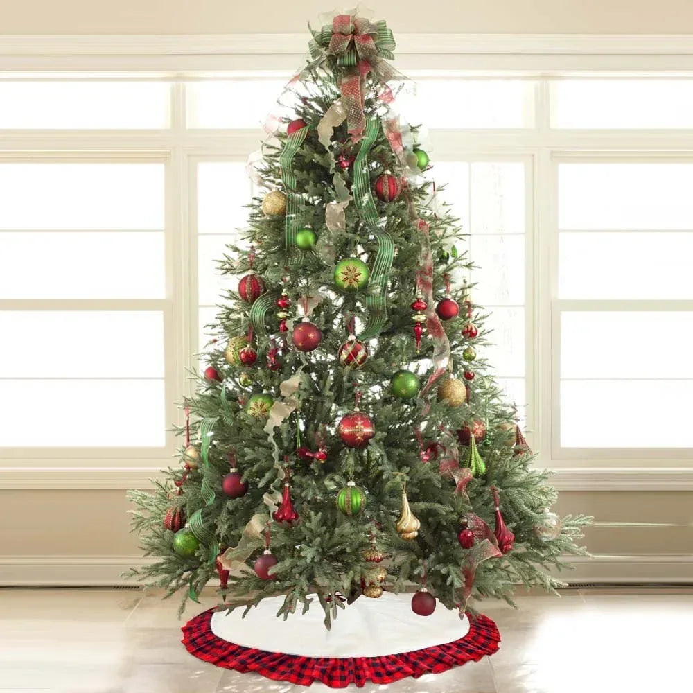 HadinEEon Christmas Tree Skirt, 48 inch, Indoor Christmas Tree Mat for Xmas Decoration (Red & White) - USA MEGA SHOP