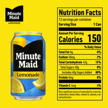 Lemonade can with Nutrition Facts panel, serving size 1 can