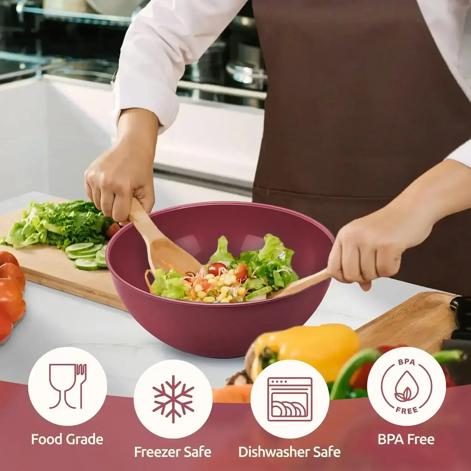Walchoice Mixing Bowls with Airtight Lids Set of 6, Plastic Nesting Bowls Prep Bowls for Mixing, Serving, Kitchen Preparing, Storage, Microwave & Freezer Safe