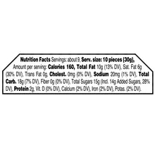 Nutrition facts label for Peach yogurt covered cashews (10 pieces serving)