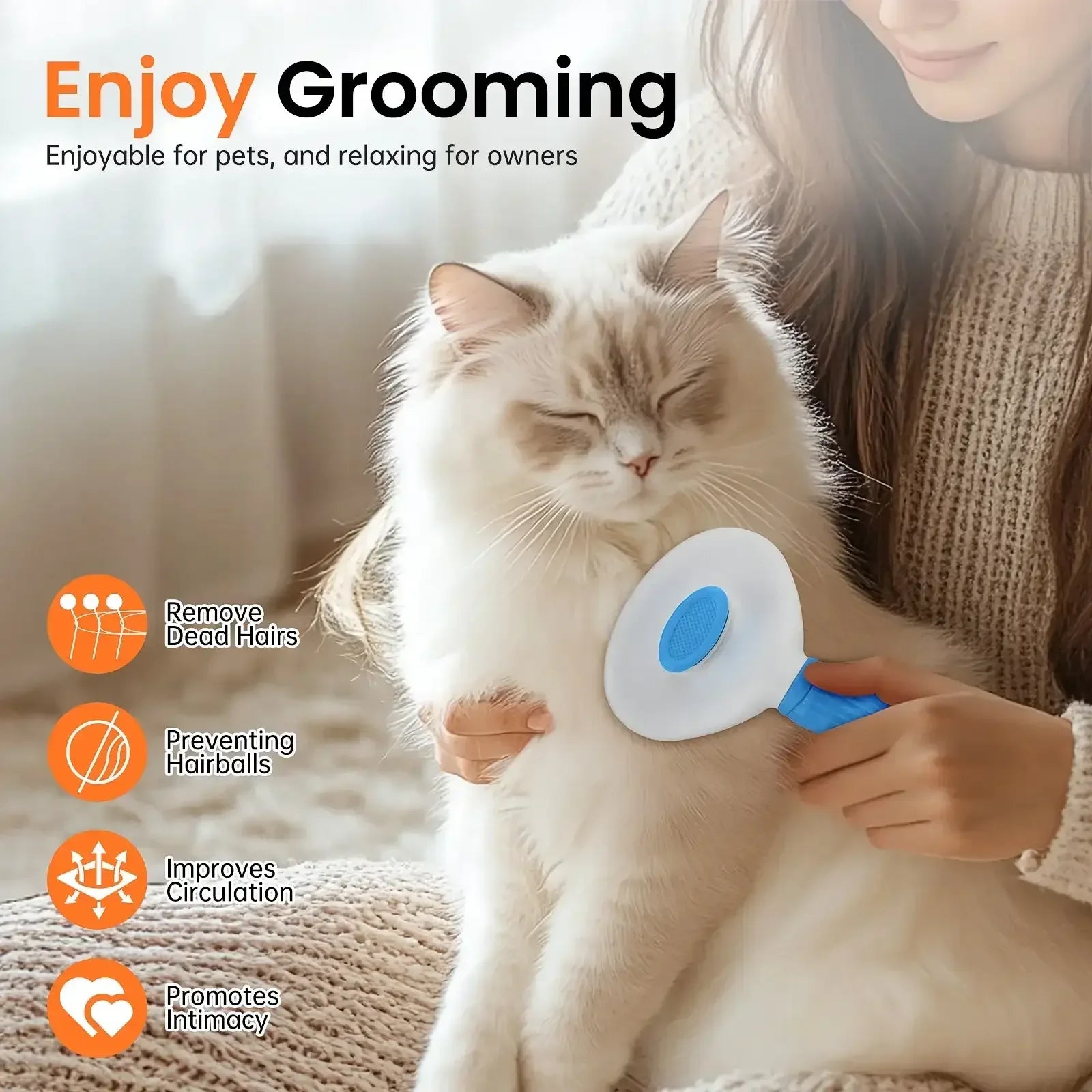 Jewyow Pet Grooming Brush - Deshedding Tool for Dogs & Cats, Short/Long Hair - Indoor Cat Brush for Shedding, Gentle Cleaning Comb for Puppies & Kittens - USA MEGA SHOP