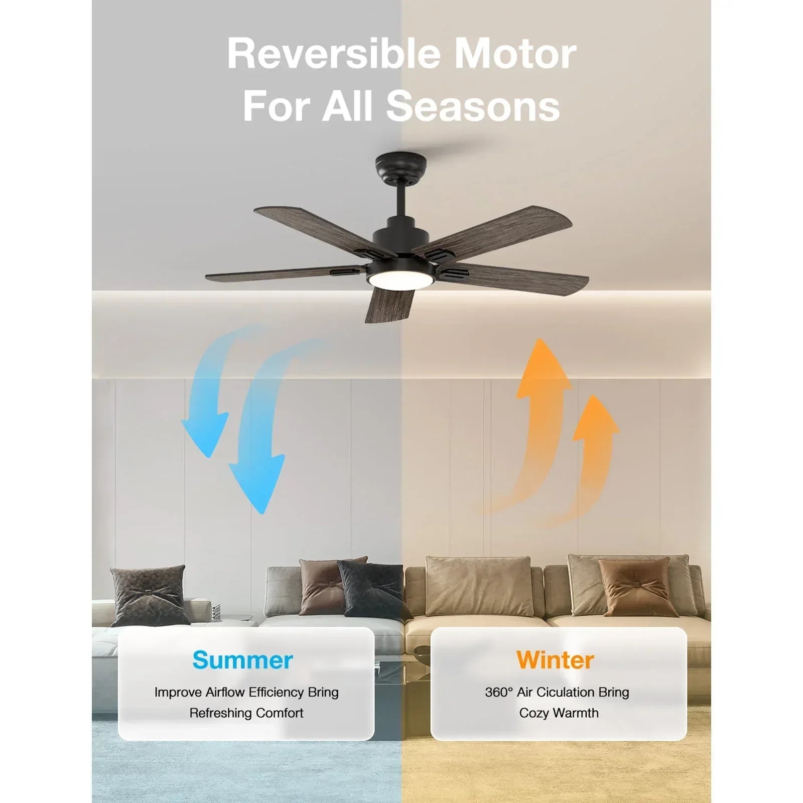 Warmiplanet 52" Black Ceiling Fan with Light and Remote Control