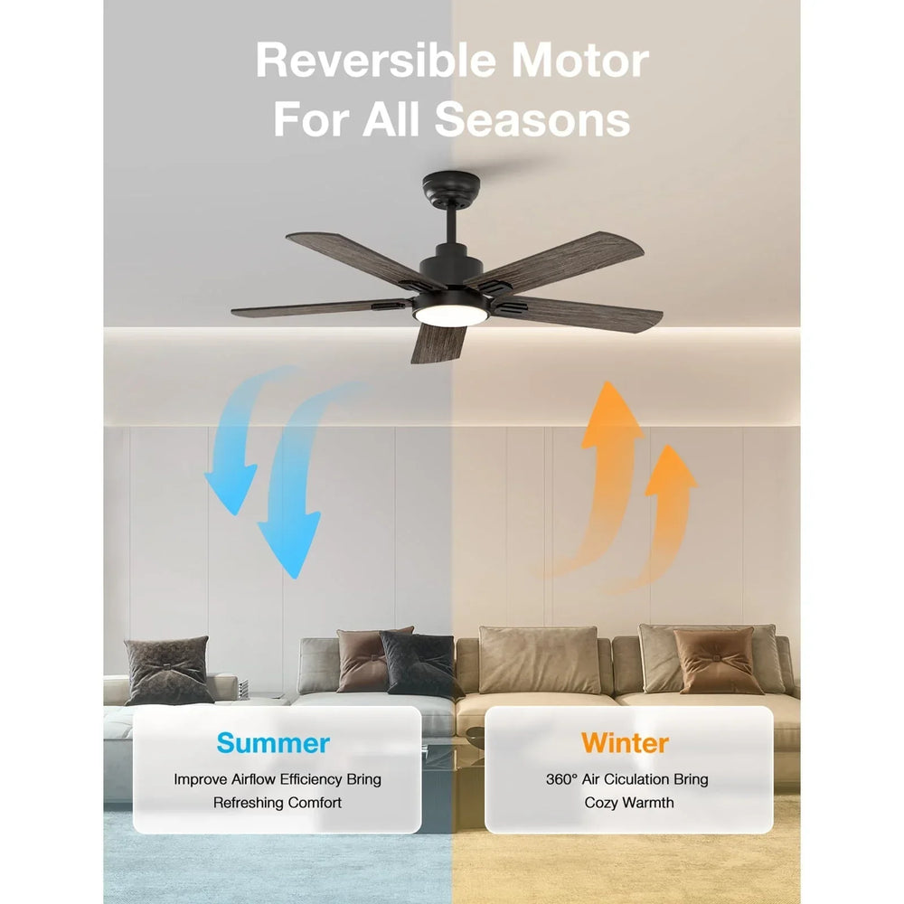 Warmiplanet 52" Black Ceiling Fan with Light and Remote Control - USA MEGA SHOP