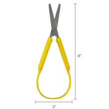Yellow adaptive scissors with safety finger loops, 8 in length