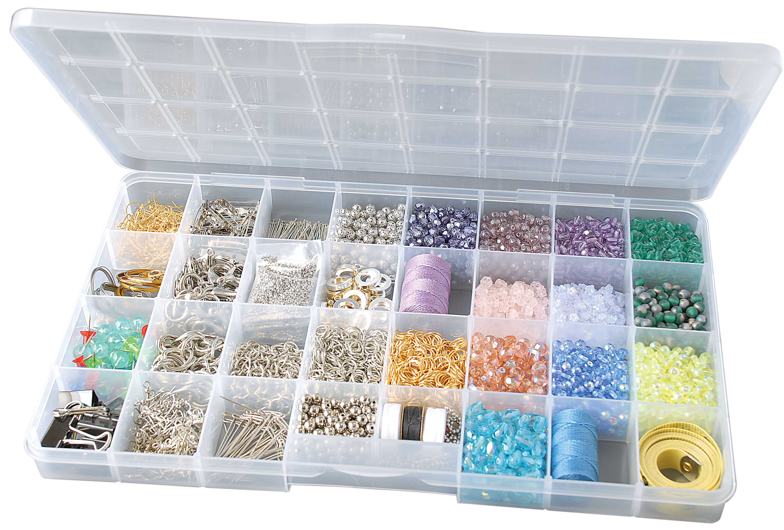 The Beadery - 32 Comp Large Bead Keeper Box - Clear Plastic - 2176