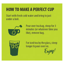 Green tea brewing instructions for hot or iced tea