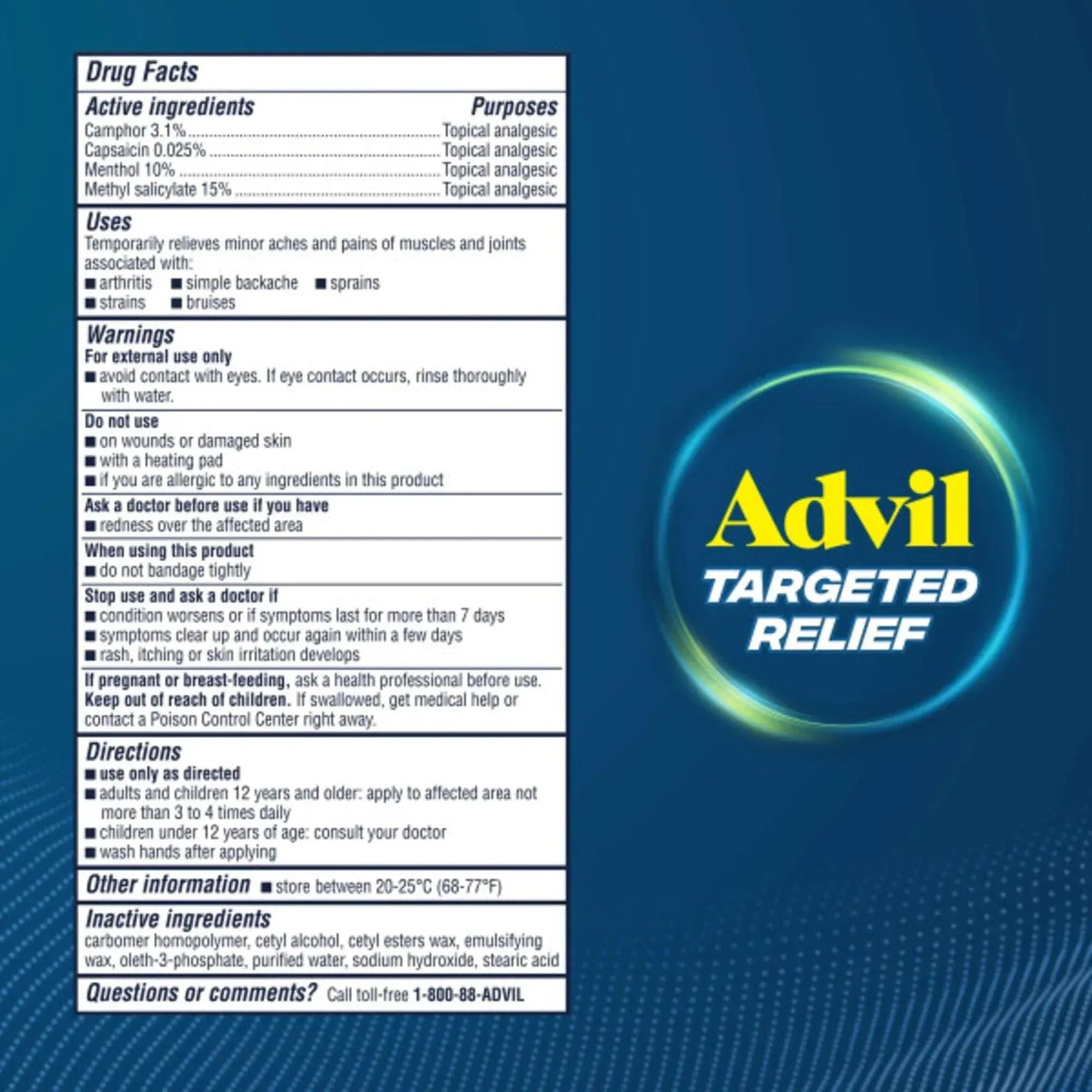 Advil Targeted Relief Pain Relieving Cream with Massage Applicator, 2.5 oz