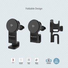 Wireless charging car mount components with vent clip and magnetic holders