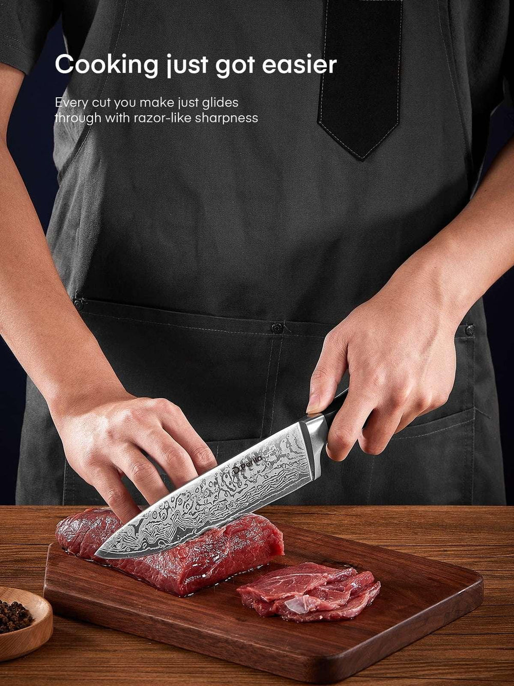 D.Perlla Knife Set, 14 Pcs Kitchen Knives Set with Built-in Sharpener, Stainless Steel Knife Set with Block - USA MEGA SHOP